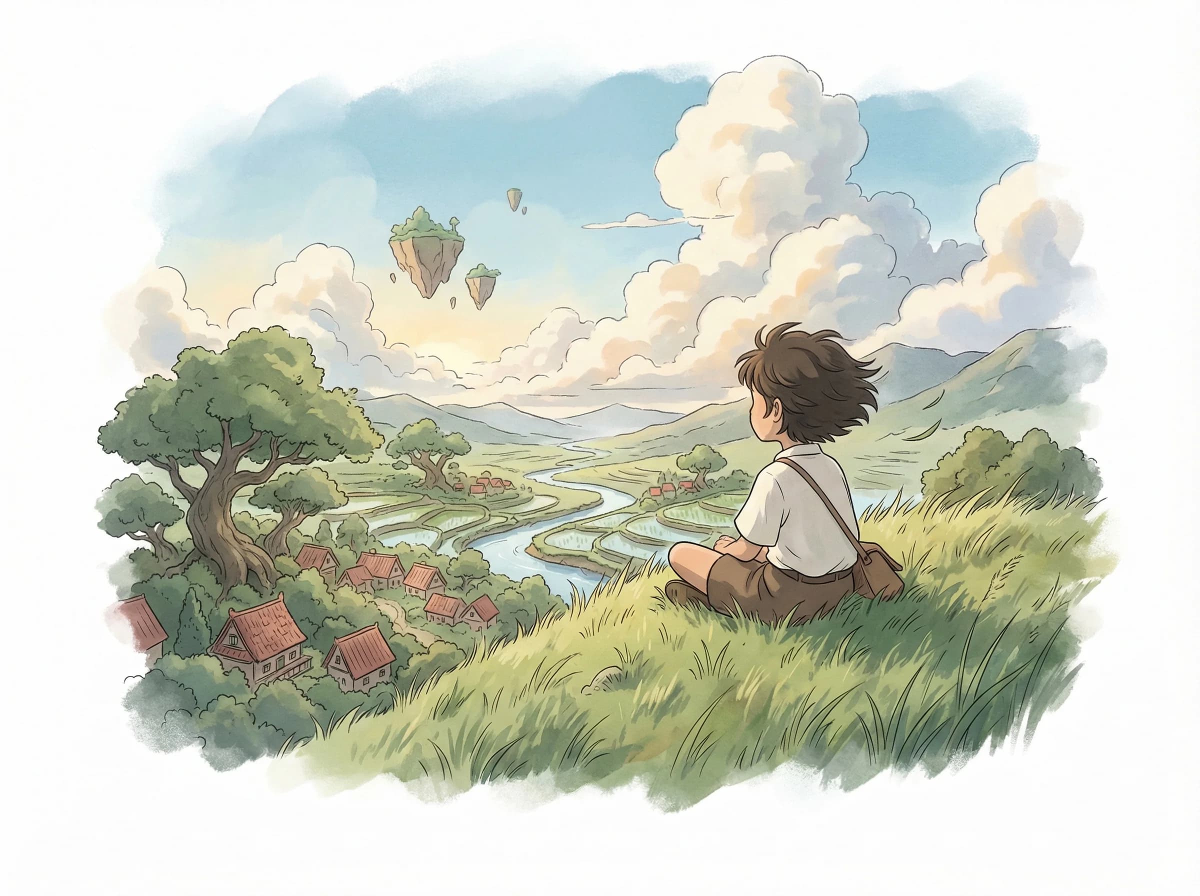 Ghibli-style storybook illustration sample