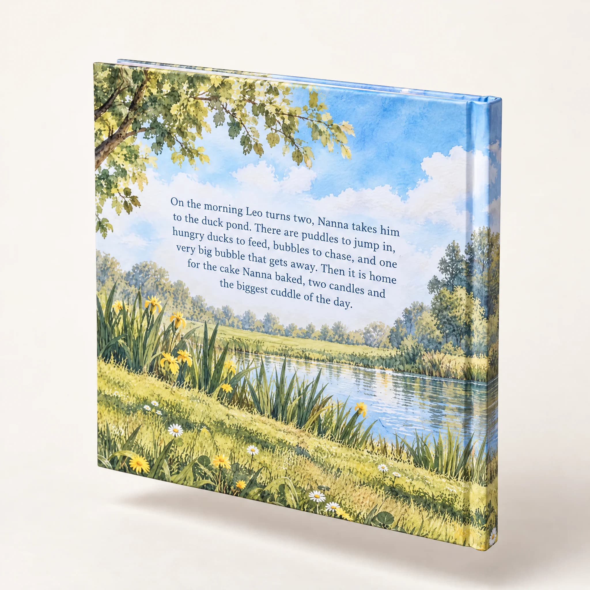The back cover and spine of the hardcover