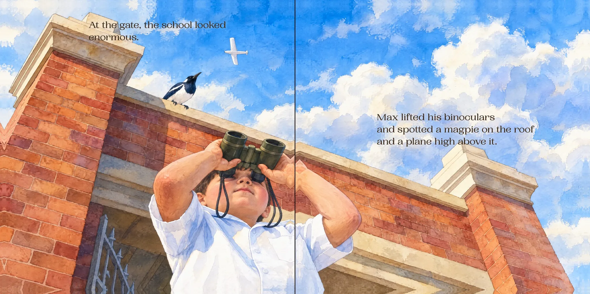 Max's book, Max and the Binoculars: a spread