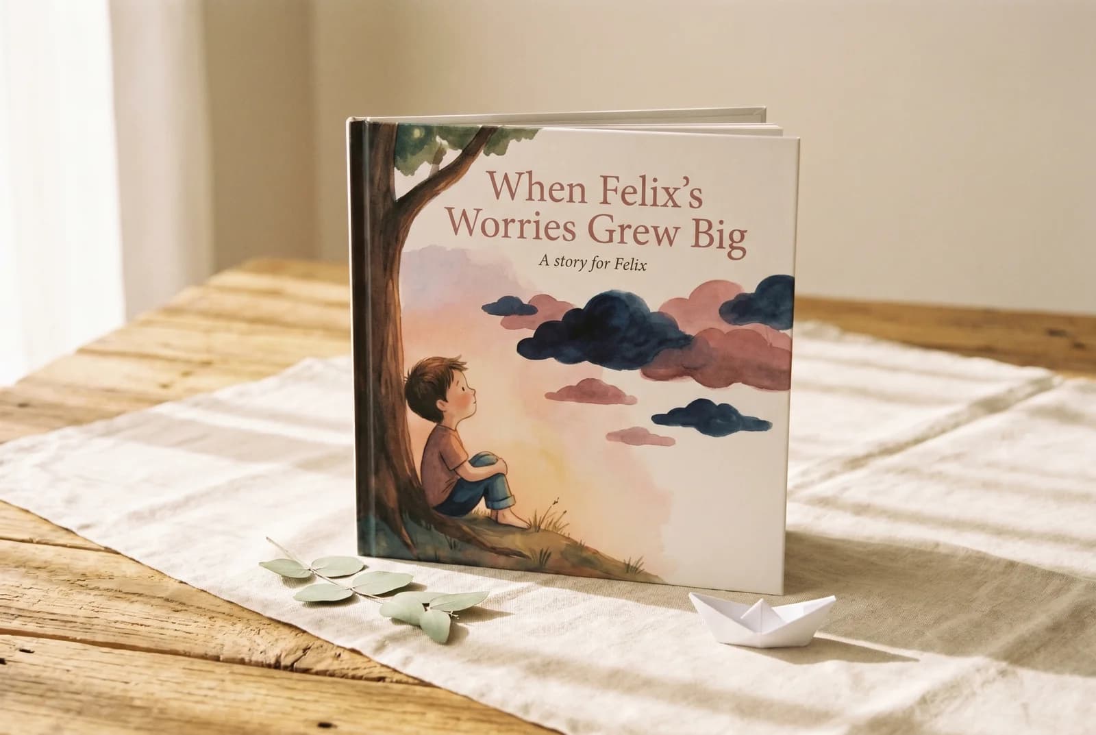 A personalised storybook example for a child working through worried thoughts